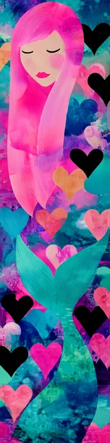 Free mermaid bookmark with a pink and blue mermaid